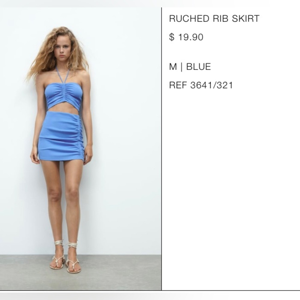 Zara Ruched Rib Skirt - Picture 2 of 5